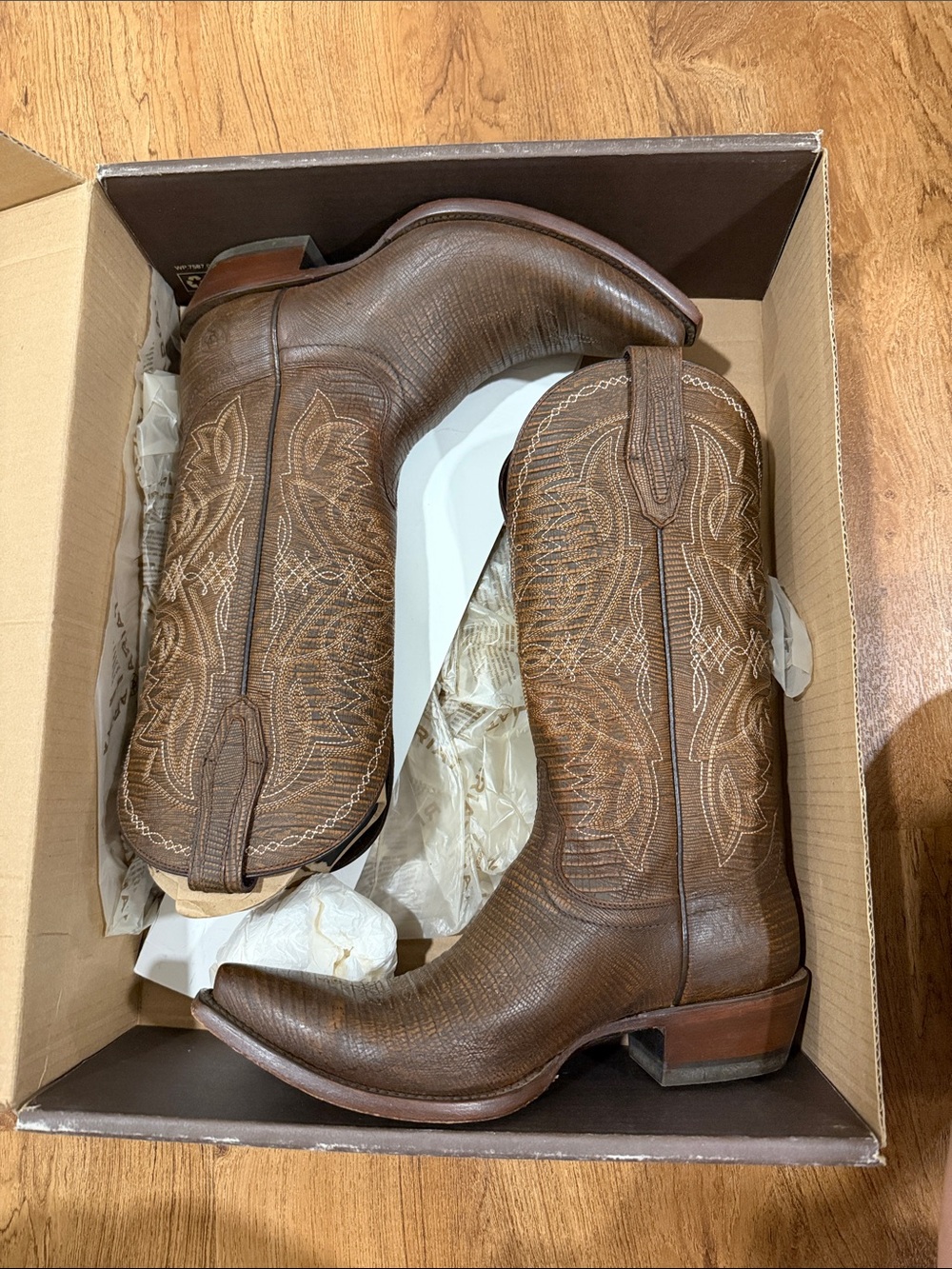 Ariat Alamar Chocolate Lizard Print Western Cowboy Boots 9B - Picture 9 of 10